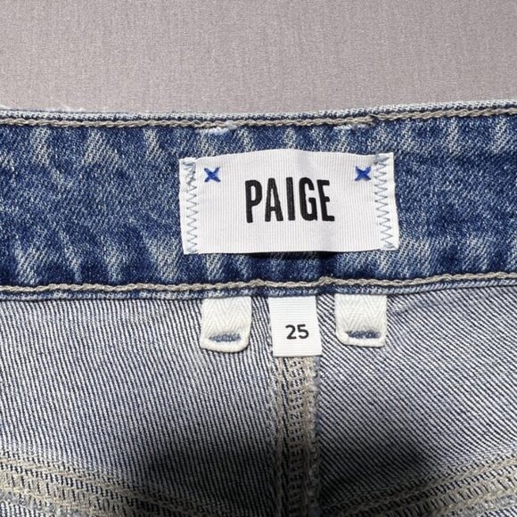 PAIGE Sasha Wide Leg Jeans Womens 25 Khristen Distressed Wash Blue High Rise - Picture 8 of 16